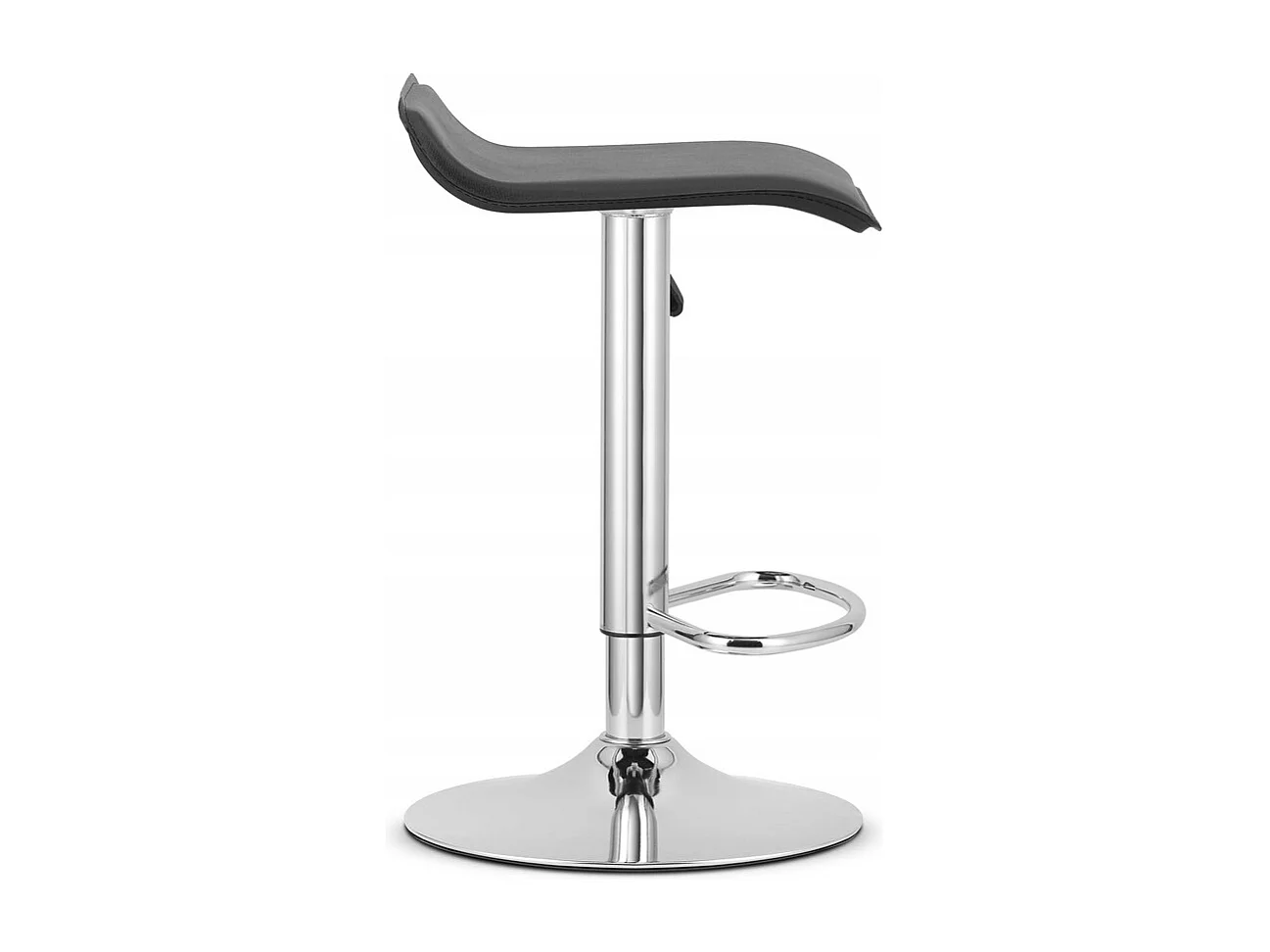 Tabouret FORT - simili cuir noir / base chromée x 2