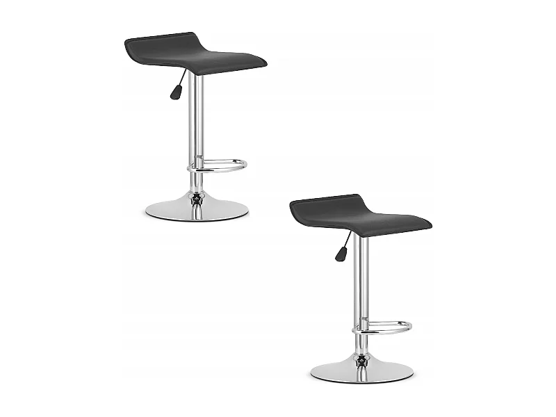 Tabouret FORT - simili cuir noir / base chromée x 2