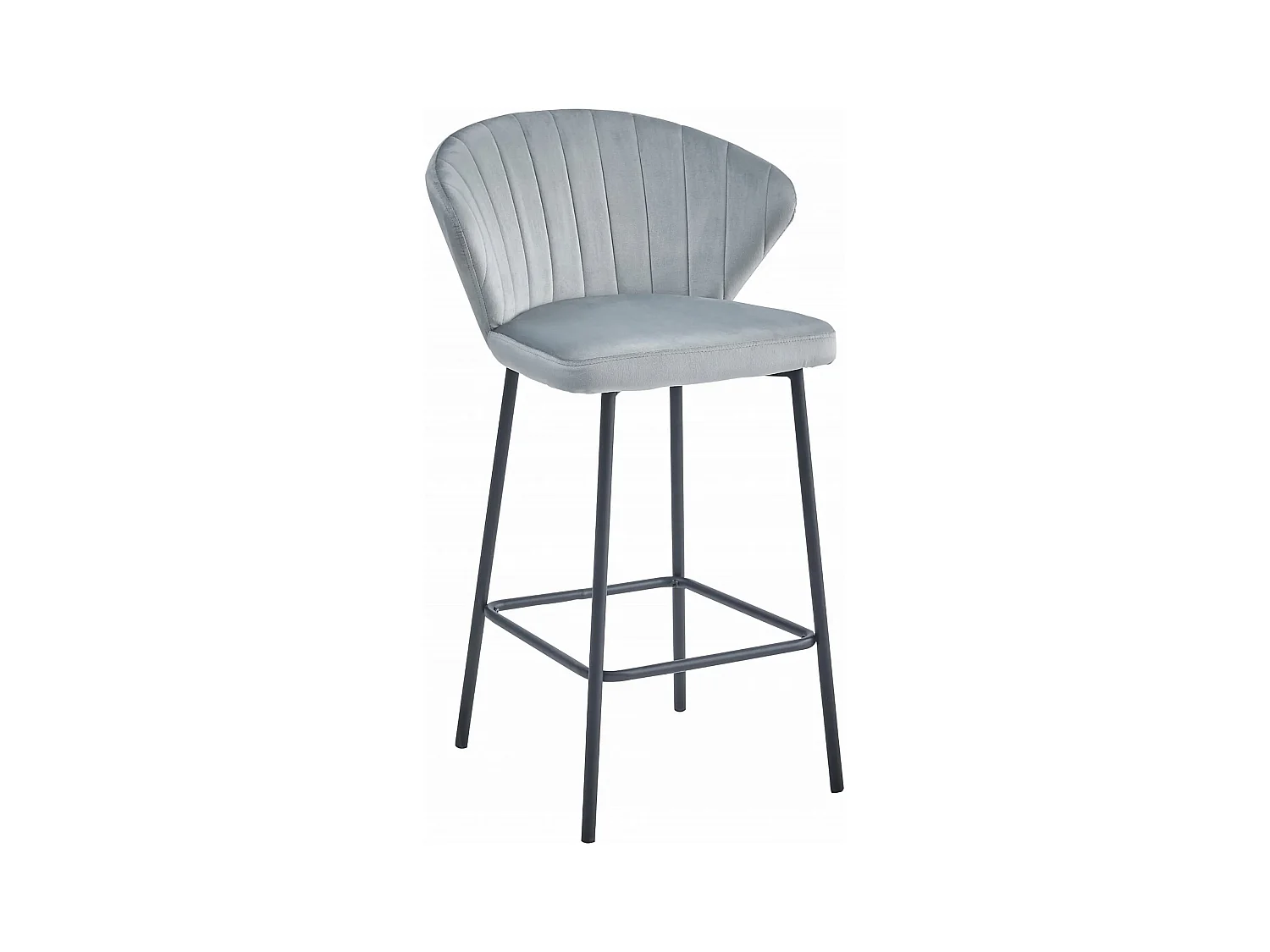 Tabouret GATTA - velours gris argenté / pieds noirs x 1