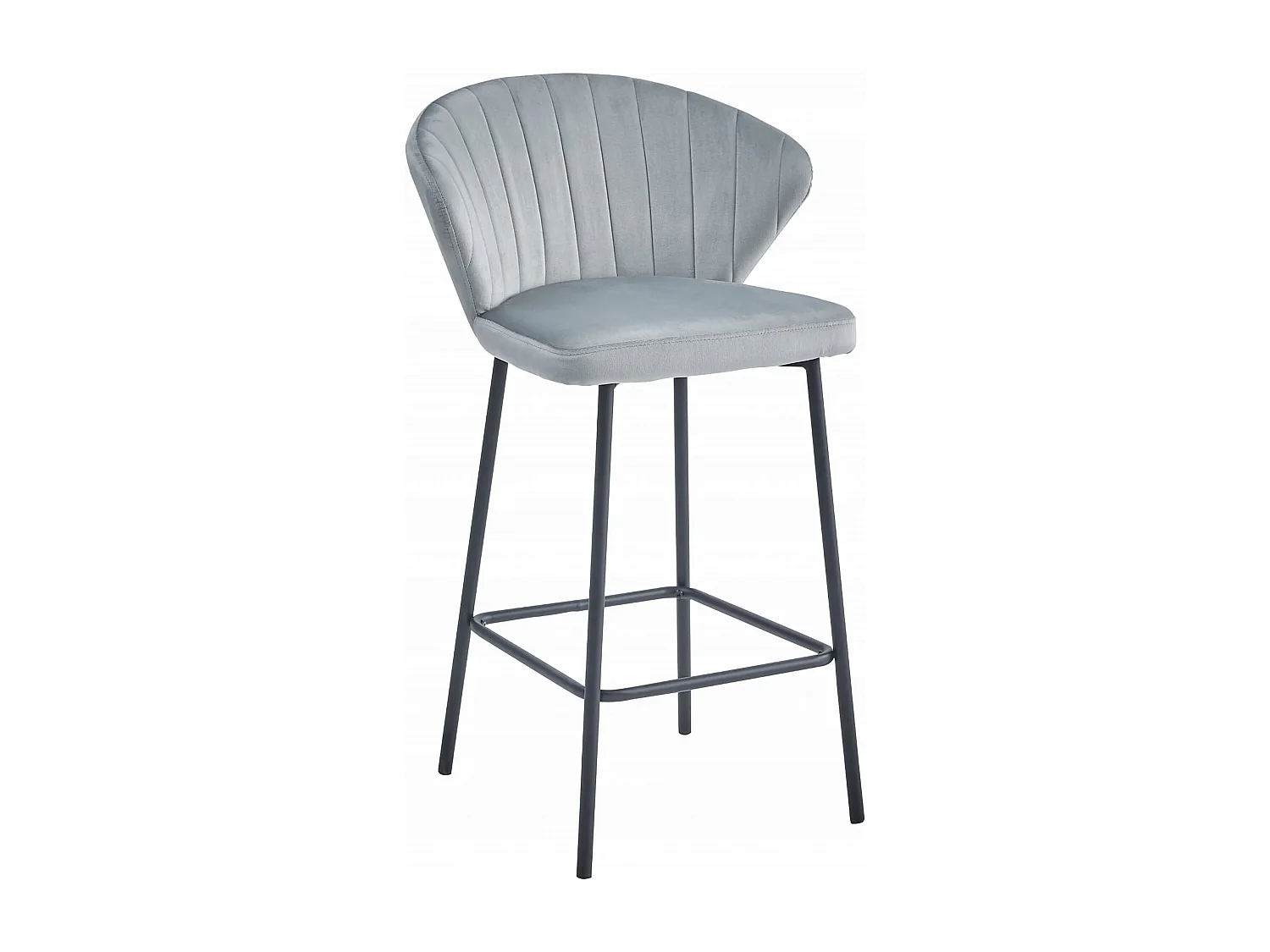 Tabouret GATTA - velours gris argenté / pieds noirs x 1