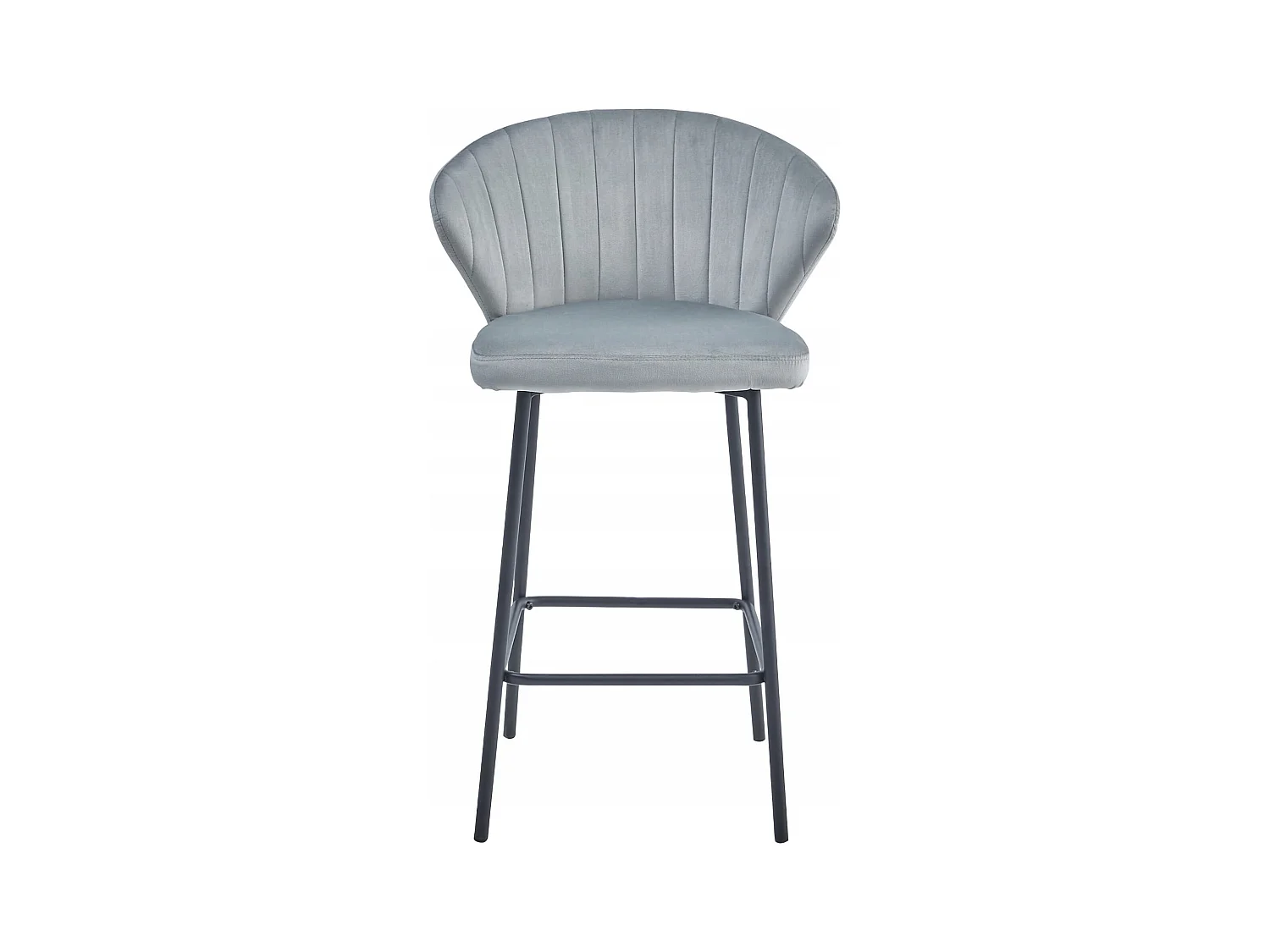 Tabouret GATTA - velours gris argenté / pieds noirs x 4