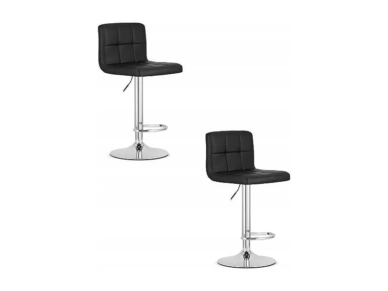 Tabouret PROT - simili cuir noir / piètement chromé x 2