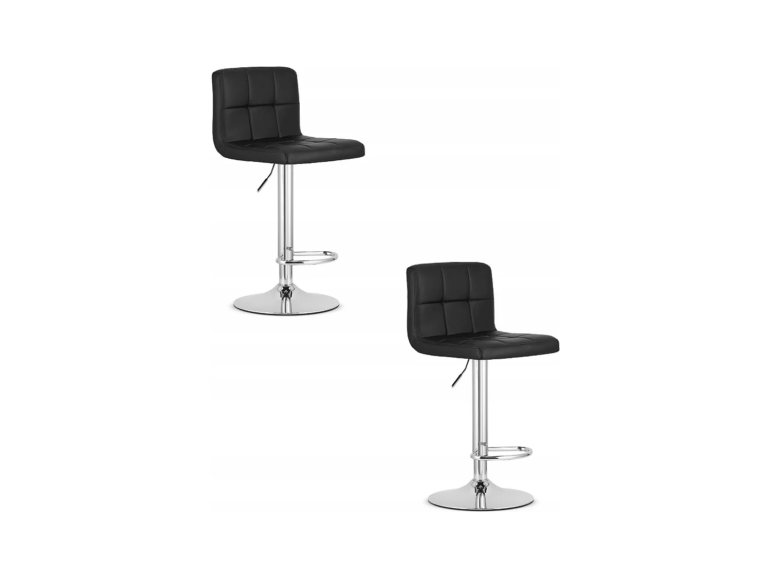 Tabouret PROT - simili cuir noir / piètement chromé x 2