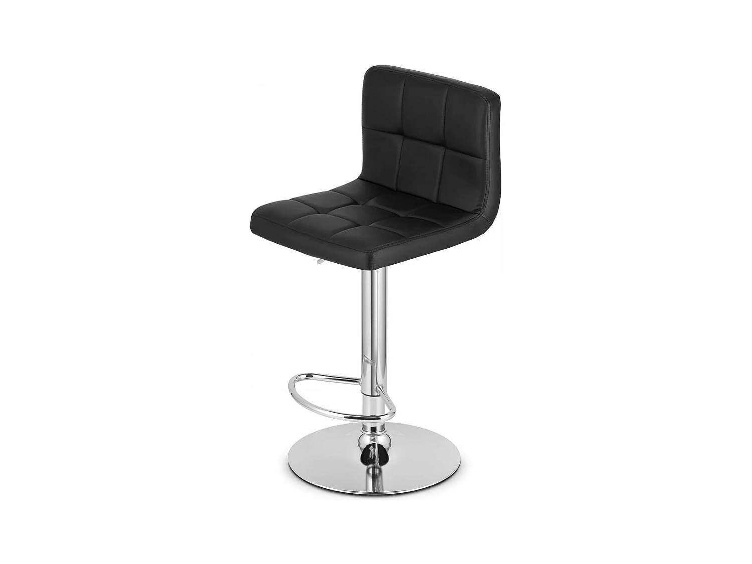 Tabouret PROT - simili cuir noir / piètement chromé x 2