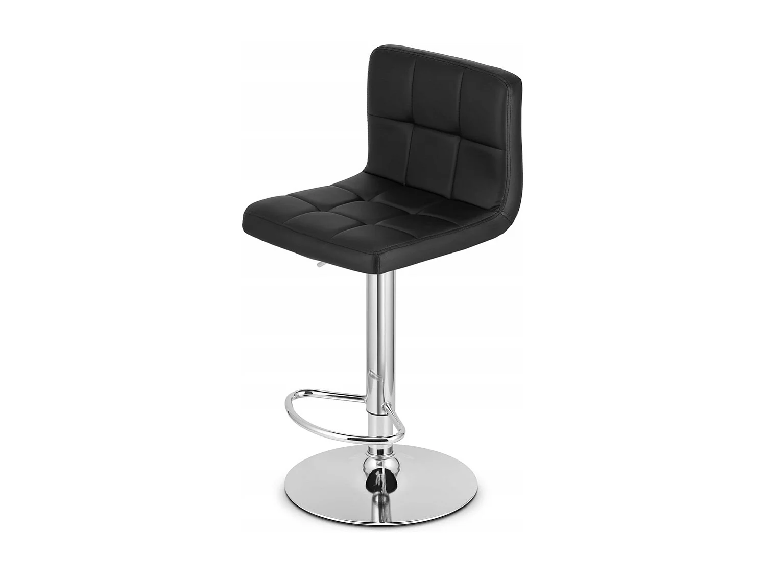 Tabouret PROT - simili cuir noir / piètement chromé x 2