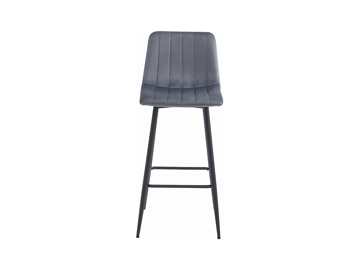 Tabouret POZZA - velours gris foncé / pieds noirs x 3