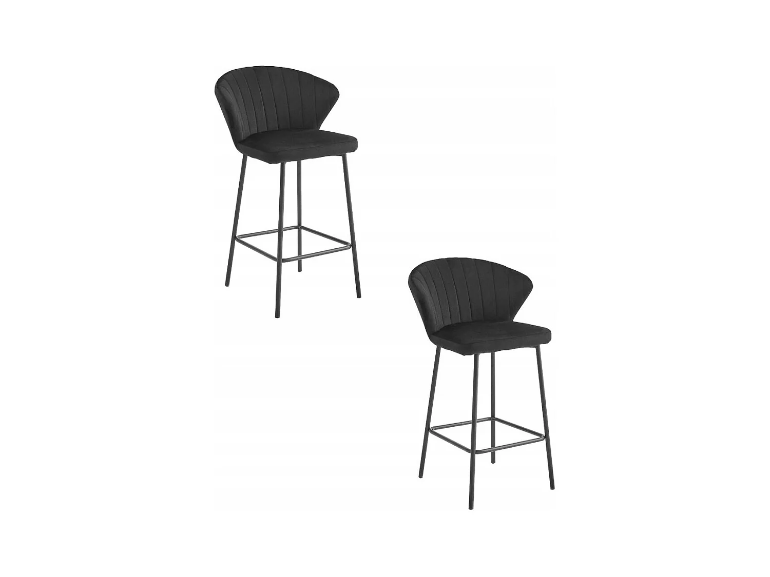 Tabouret GATTA - velours noir / pieds noirs x 2
