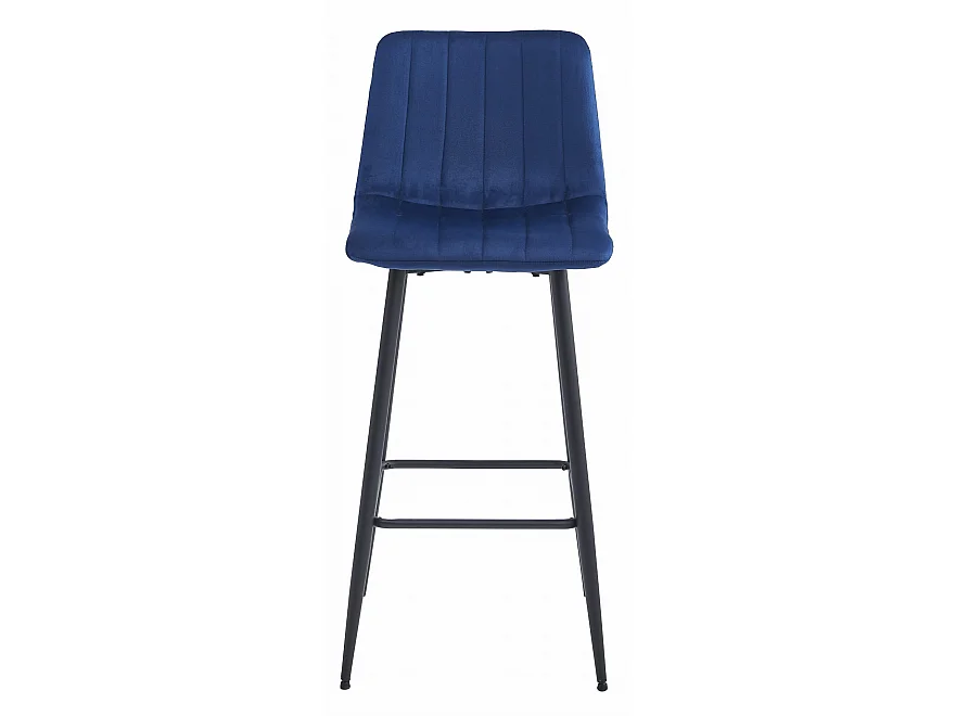 Tabouret POZZA - velours bleu marine / pieds noirs x 2