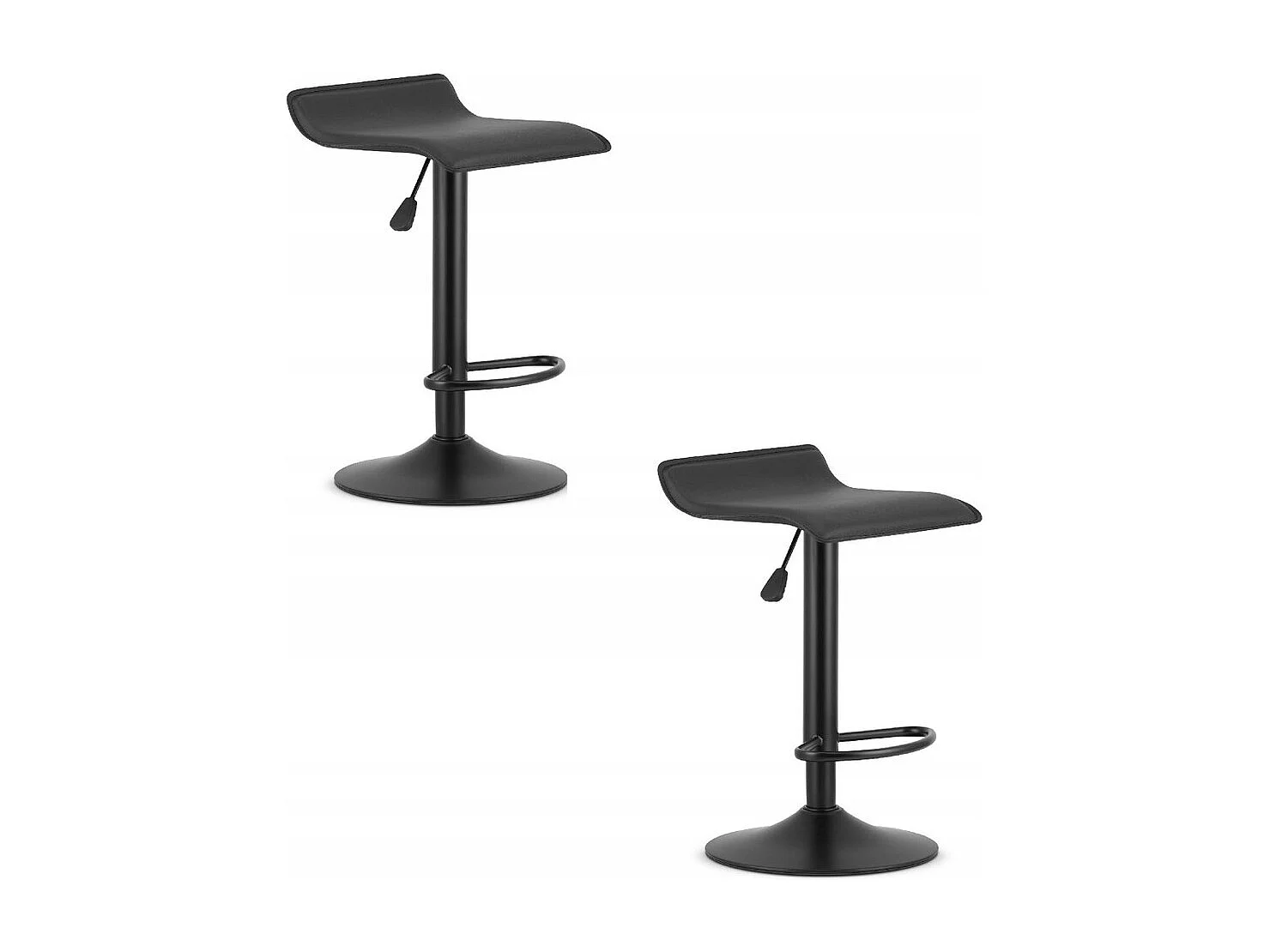 Tabouret FORT - simili cuir noir / base noire x 2