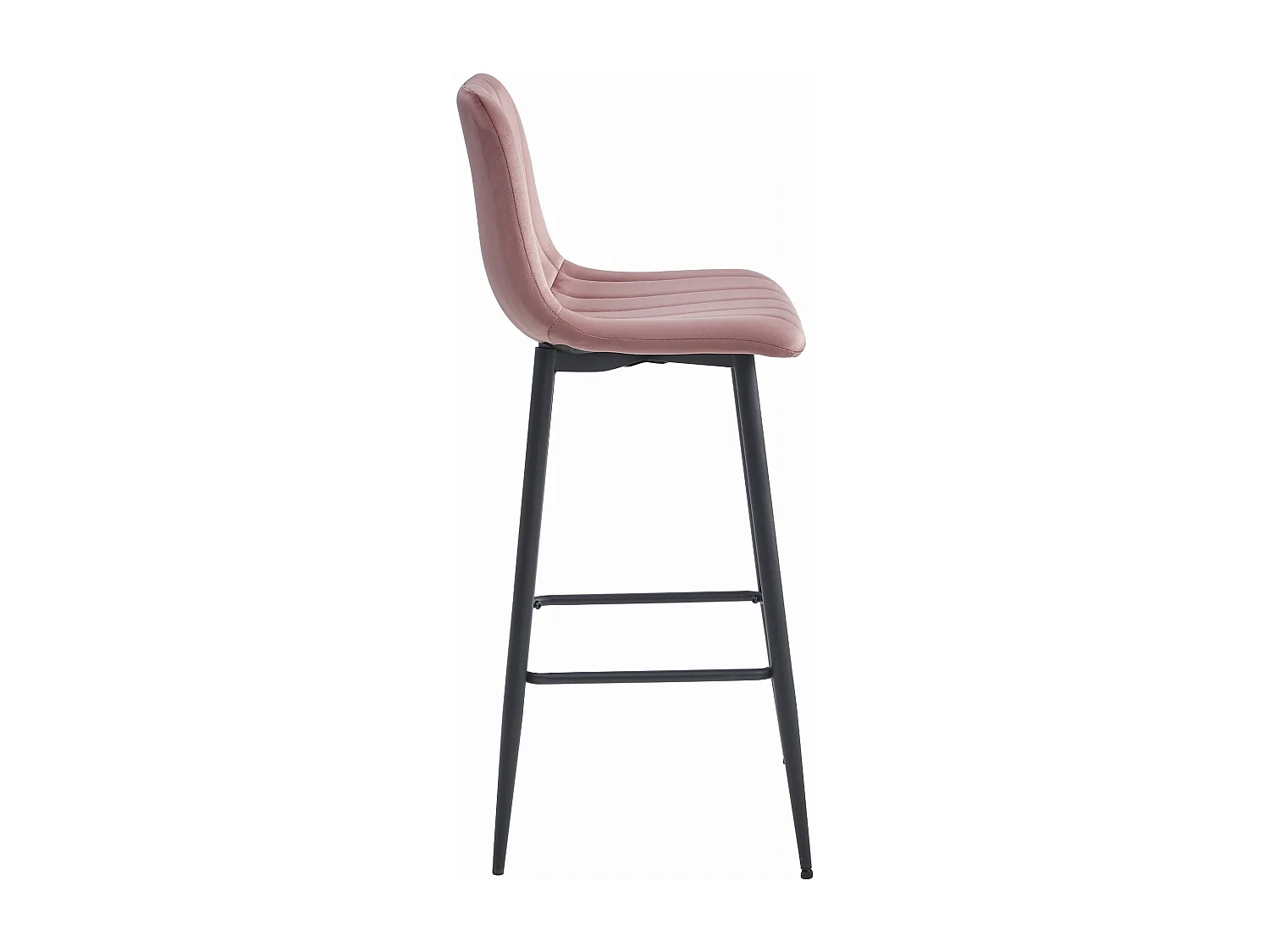 Tabouret POZZA - velours rose foncé / pieds noirs x 4