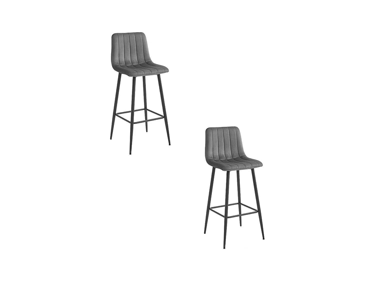 Tabouret POZZA - velours gris foncé / pieds noirs x 2