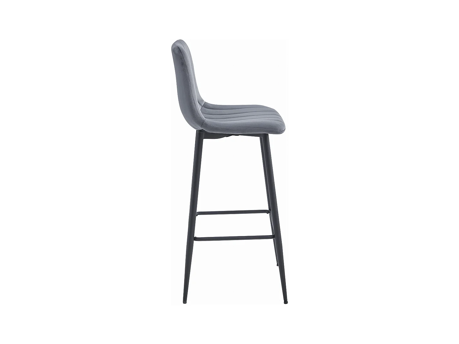 Tabouret POZZA - velours gris foncé / pieds noirs x 2