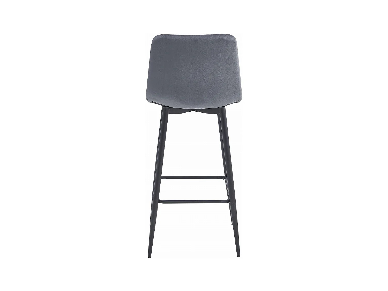 Tabouret POZZA - velours gris foncé / pieds noirs x 2