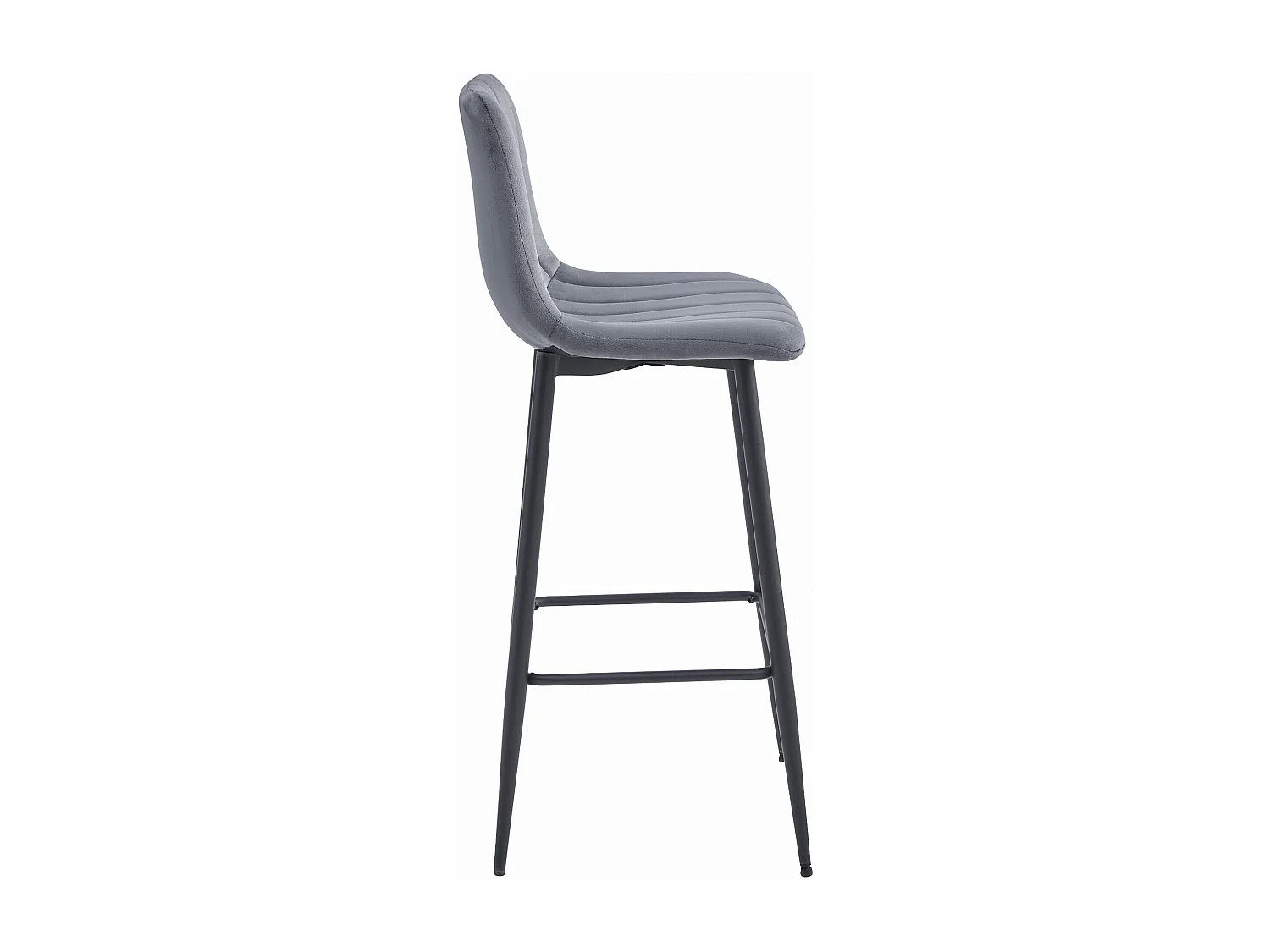 Tabouret POZZA - velours gris foncé / pieds noirs x 2