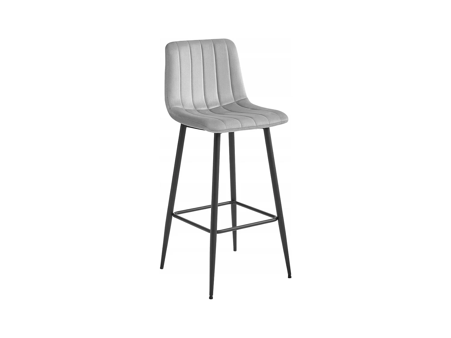 Tabouret POZZA - velours gris argenté / pieds noirs x 1
