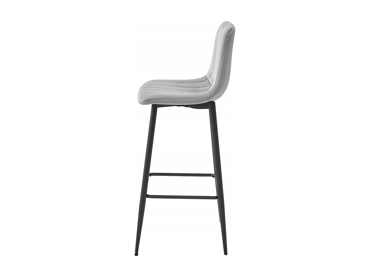 Tabouret POZZA - velours gris argenté / pieds noirs x 1