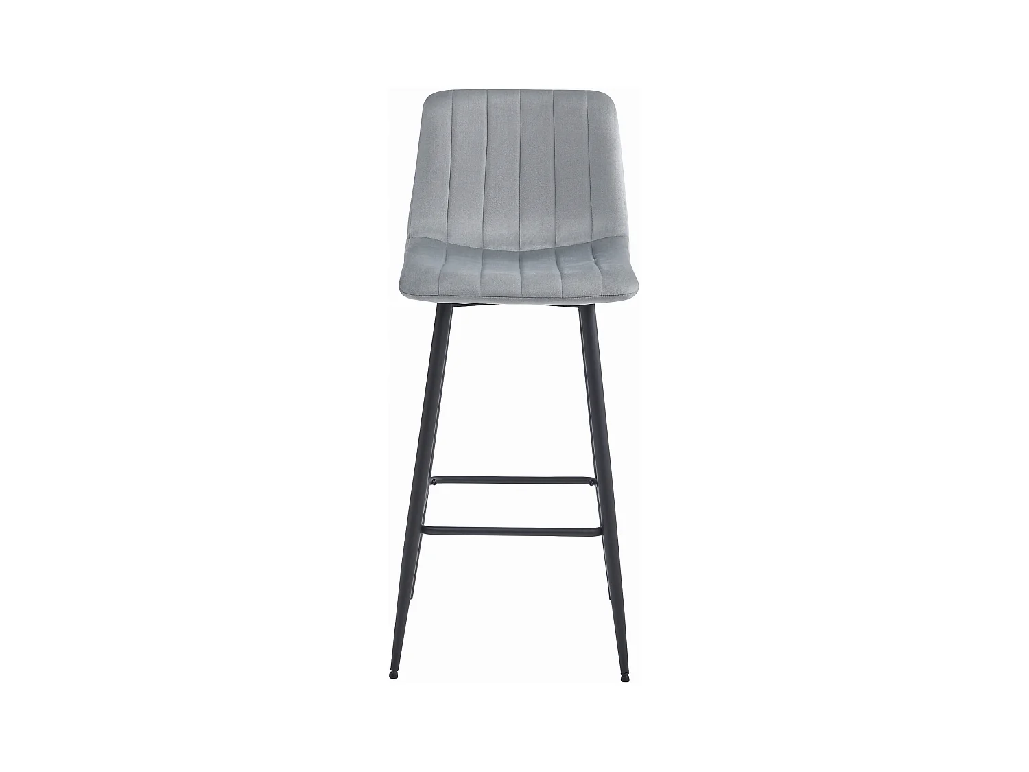 Tabouret POZZA - velours gris argenté / pieds noirs x 2