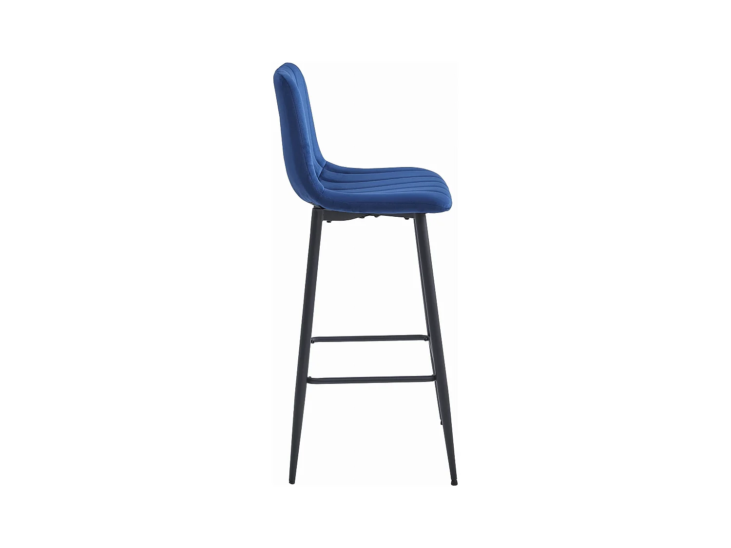 Tabouret POZZA - velours bleu marine / pieds noirs x 4