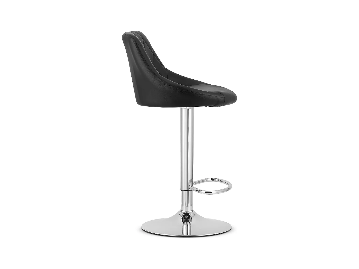 Tabouret KAST - simili cuir noir / piètement chromé x 2
