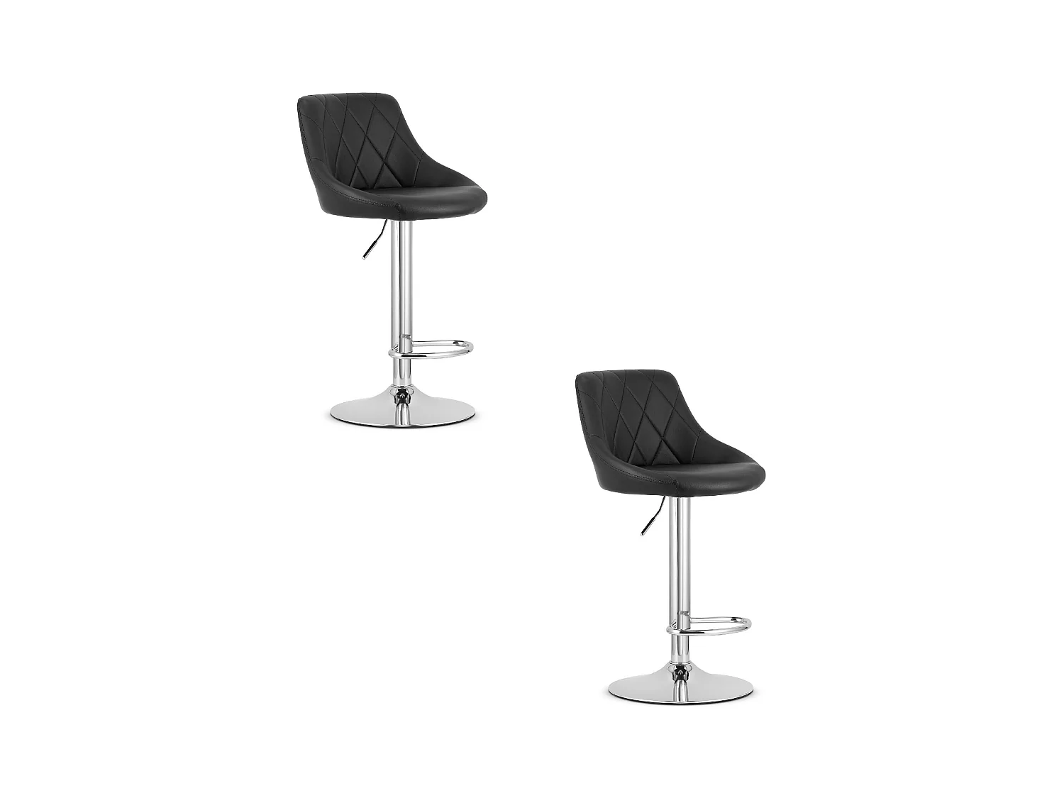 Tabouret KAST - simili cuir noir / piètement chromé x 2