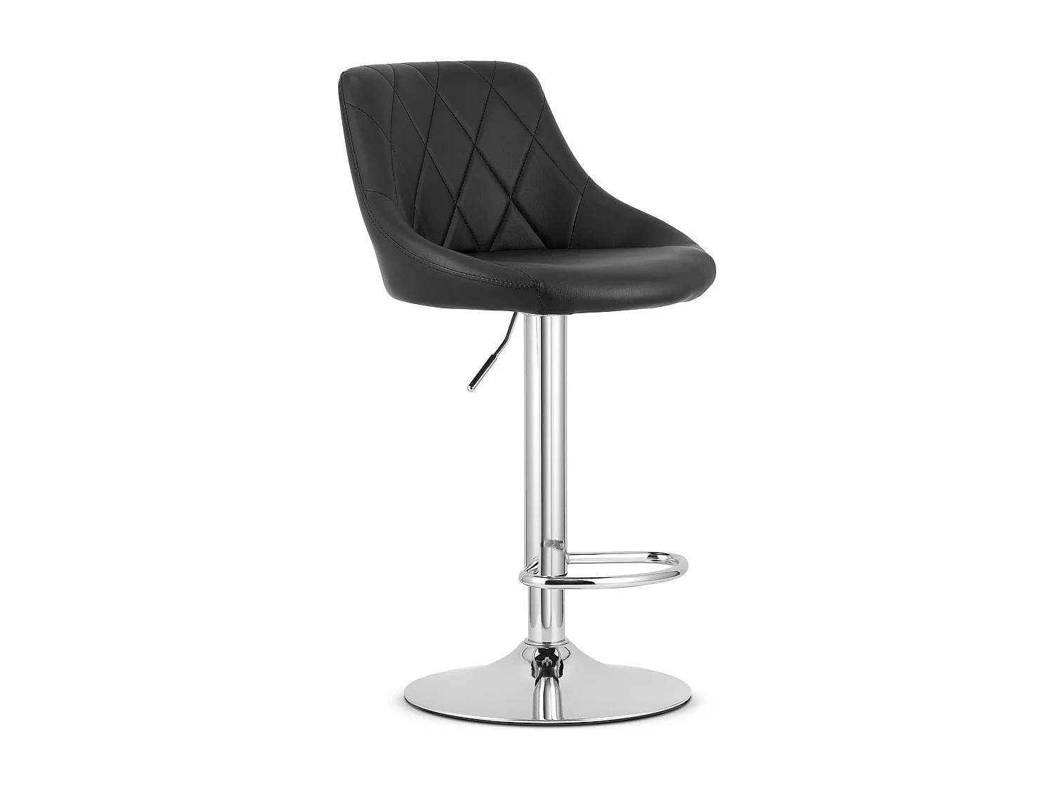 Tabouret KAST - simili cuir noir / piètement chromé x 2
