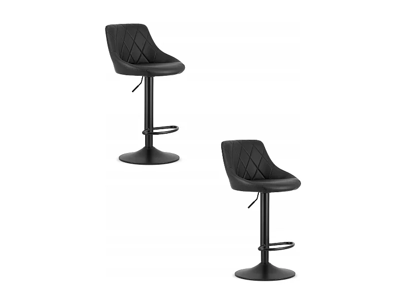 Tabouret KAST - simili cuir noir / base noire x 2
