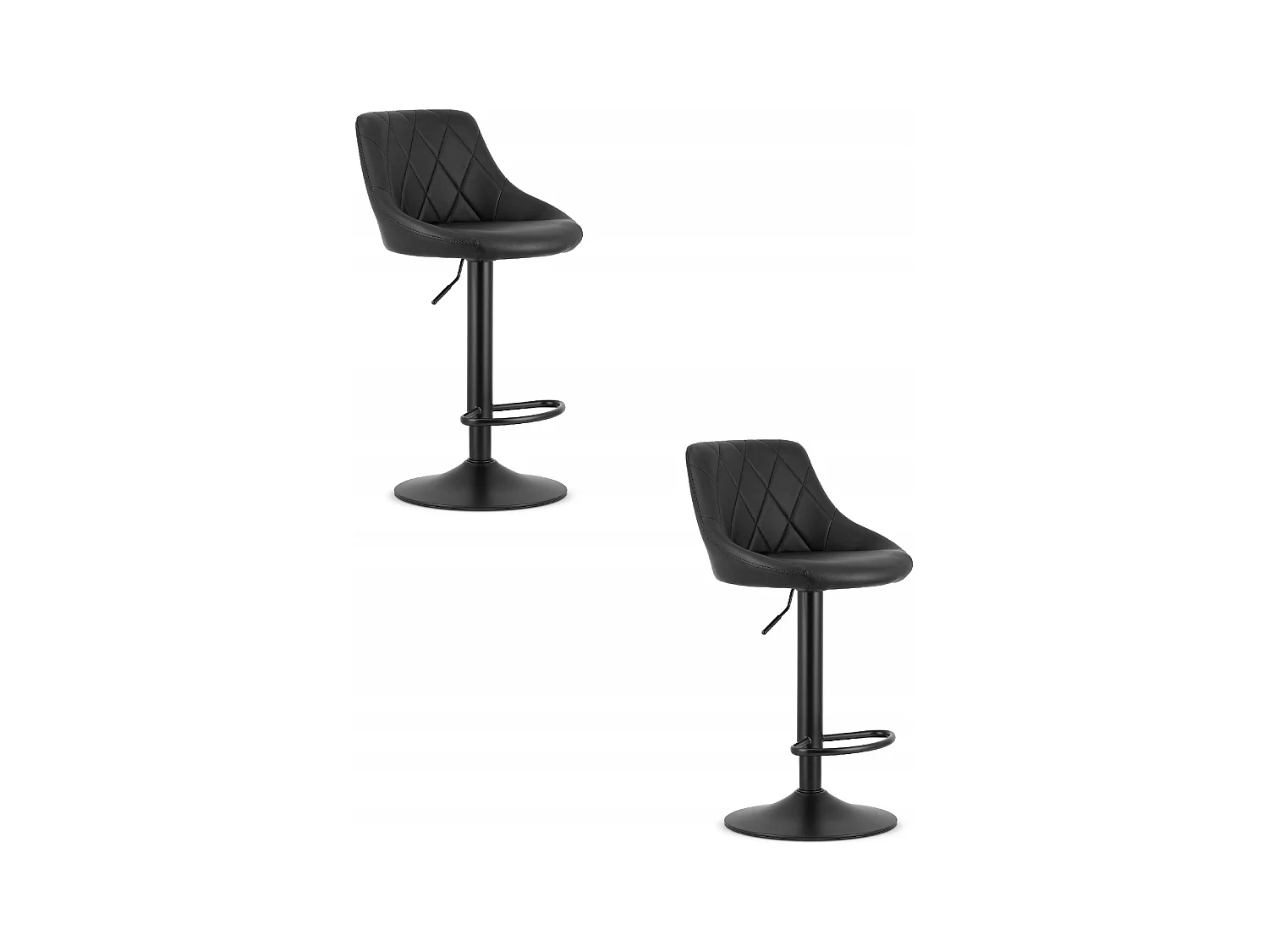 Tabouret KAST - simili cuir noir / base noire x 2