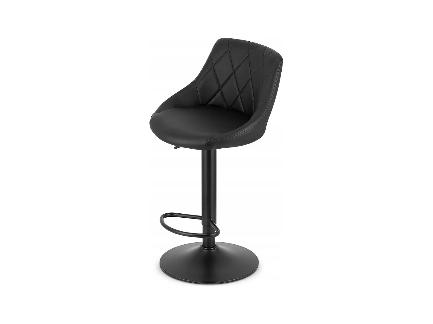Tabouret KAST - simili cuir noir / base noire x 2