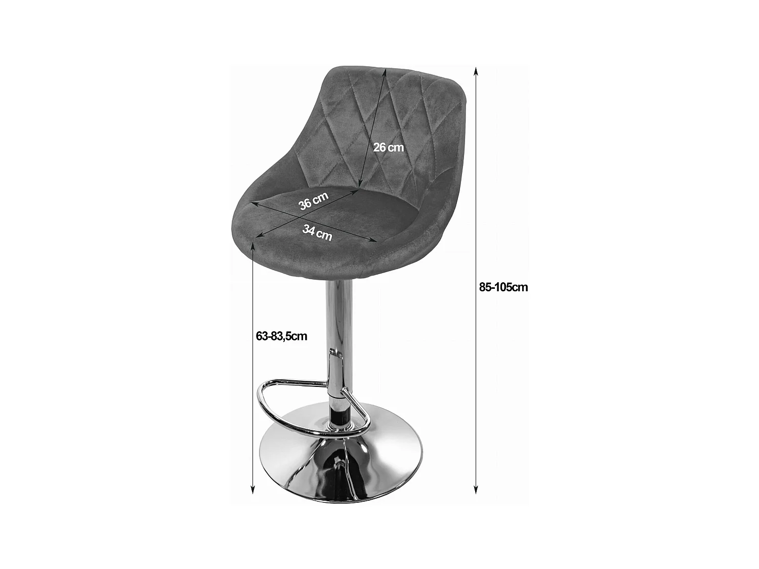 Tabouret KAST - velours noir / base chromée x 2