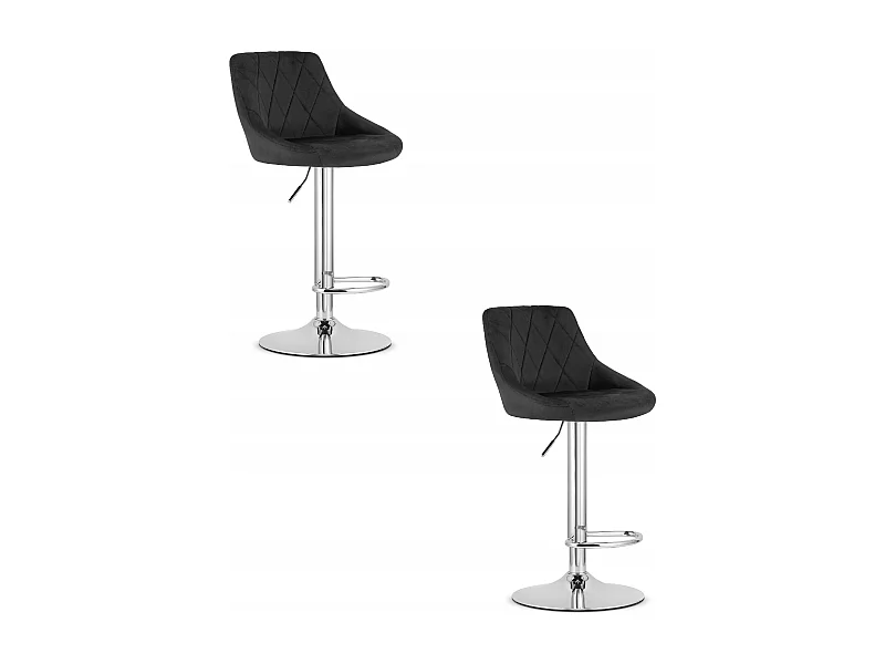 Tabouret KAST - velours noir / base chromée x 2