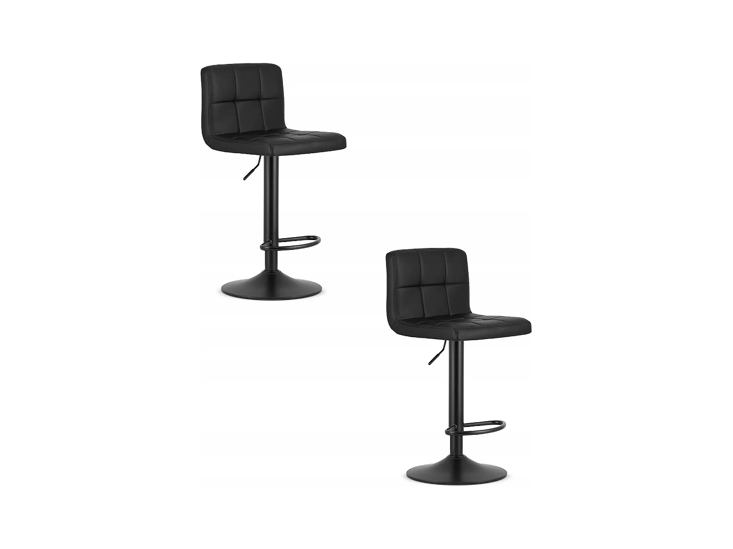 Tabouret PROT - simili cuir noir / base noire x 2