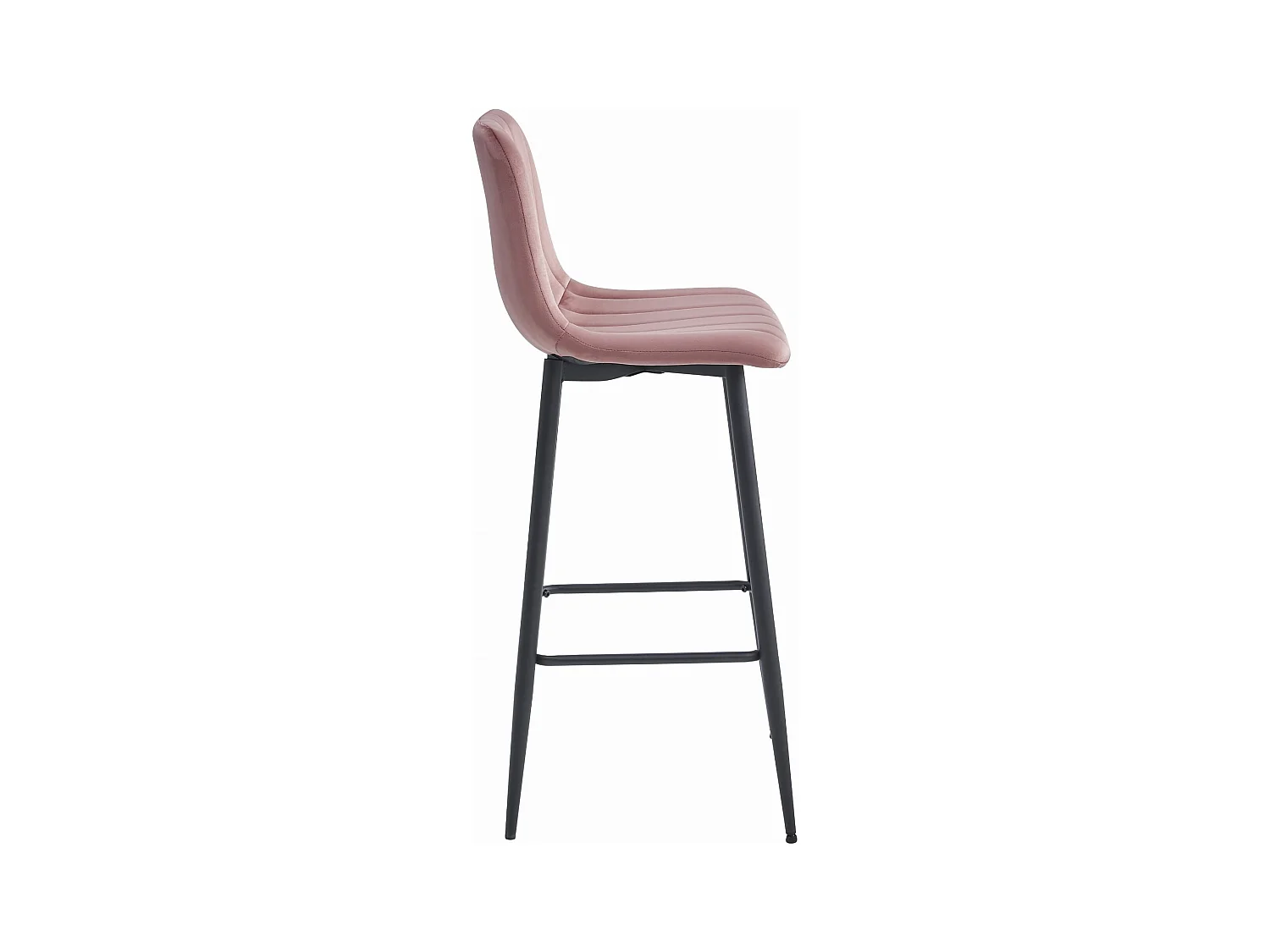 Tabouret POZZA - velours rose foncé / pieds noirs x 3