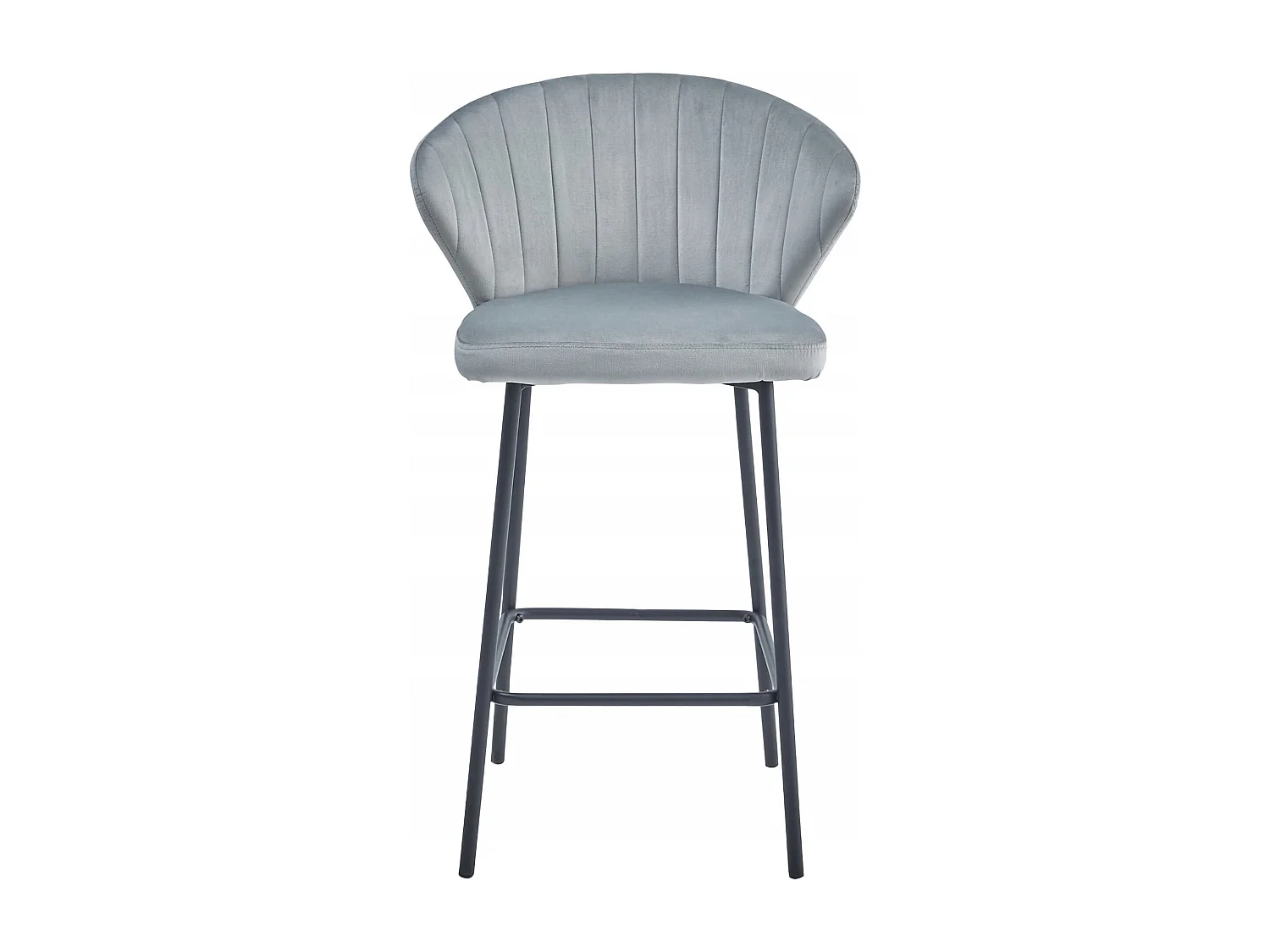 Tabouret GATTA - velours gris argenté / pieds noirs x 3
