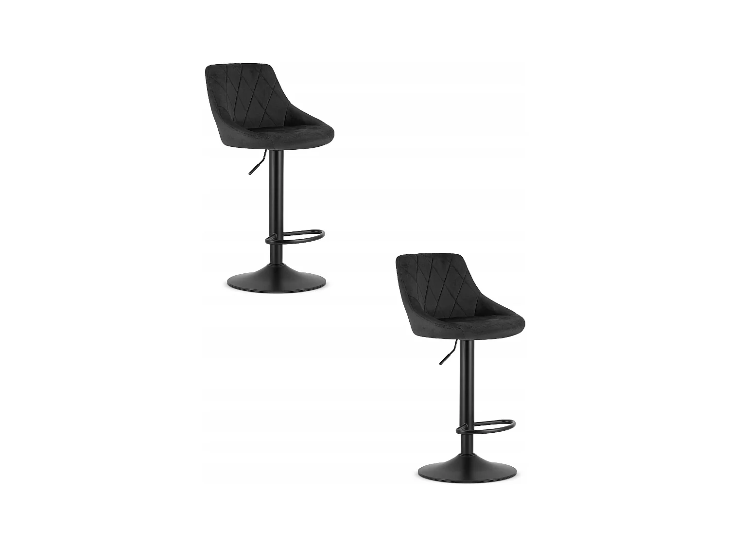 Tabouret KAST - velours noir / base noire x 2