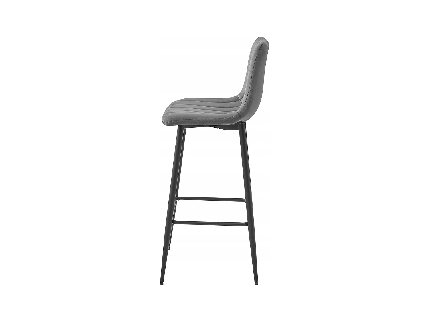 Tabouret POZZA - velours gris foncé / pieds noirs x 1