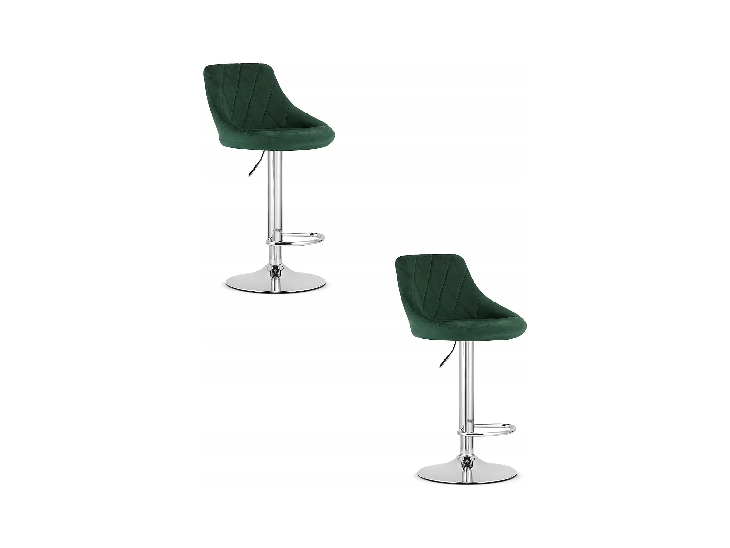 Tabouret KAST - velours vert / base chromée x 2
