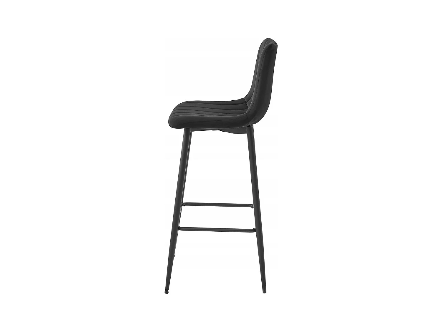 Tabouret POZZA - velours noir / pieds noirs x 1