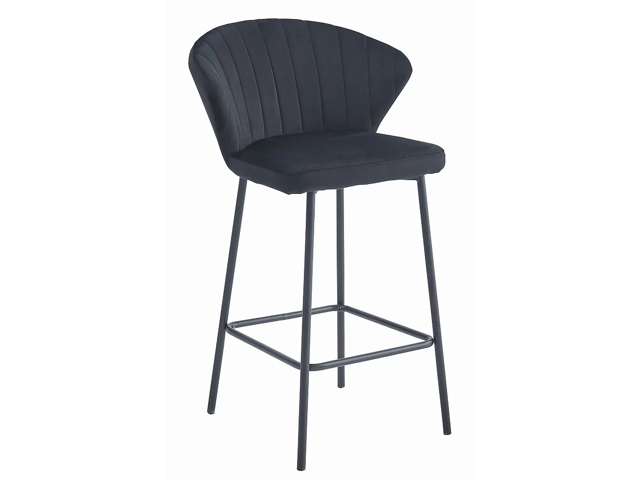 Tabouret GATTA - velours noir / pieds noirs x 3