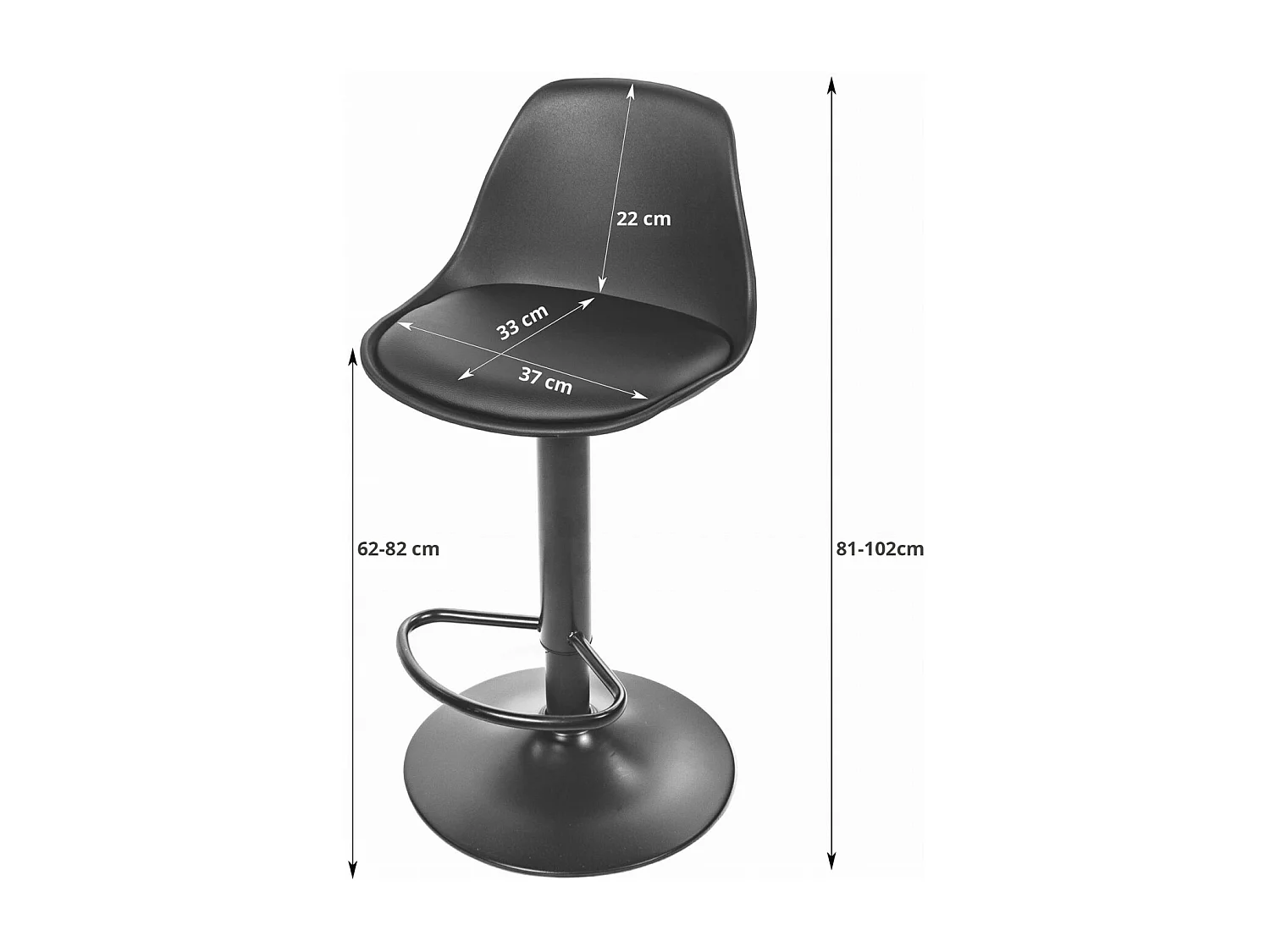 Tabouret HOGA - noir / base noire x 2