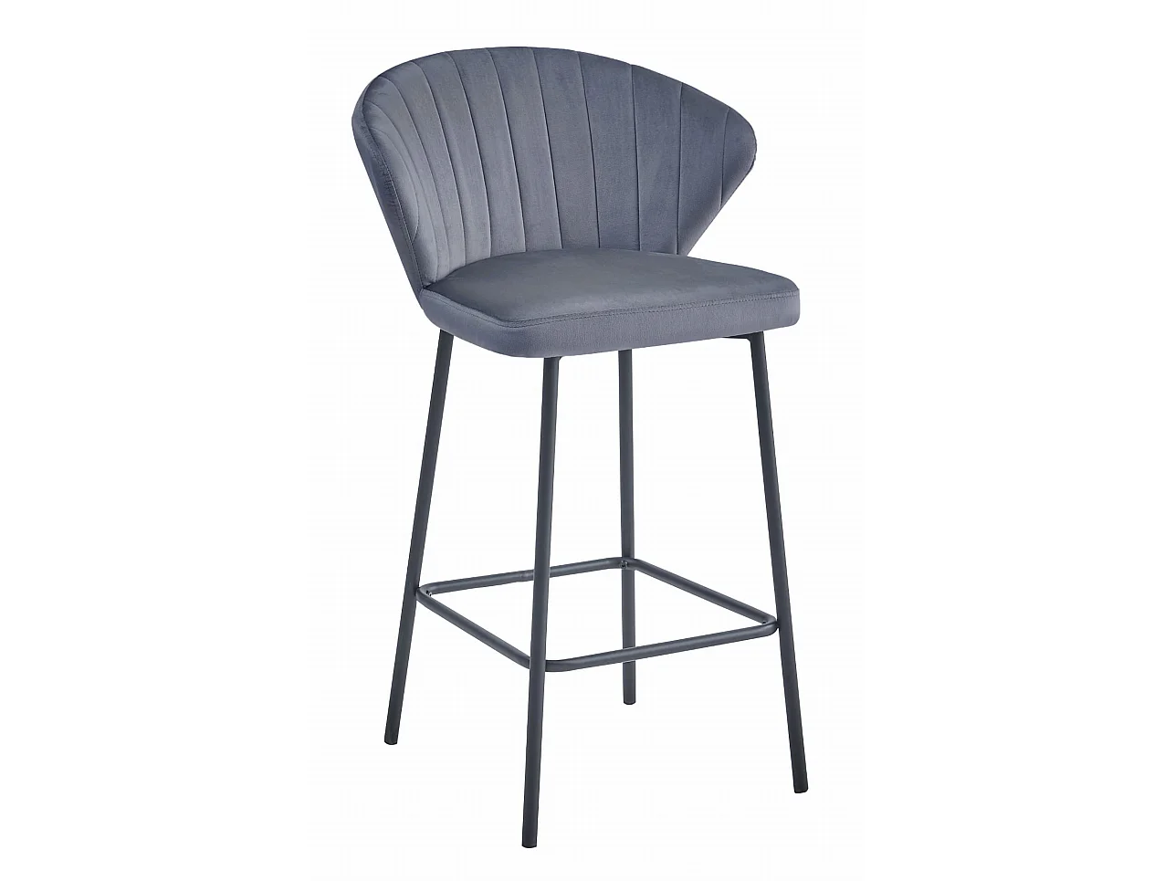Tabouret GATTA - velours gris foncé / pieds noirs x 4