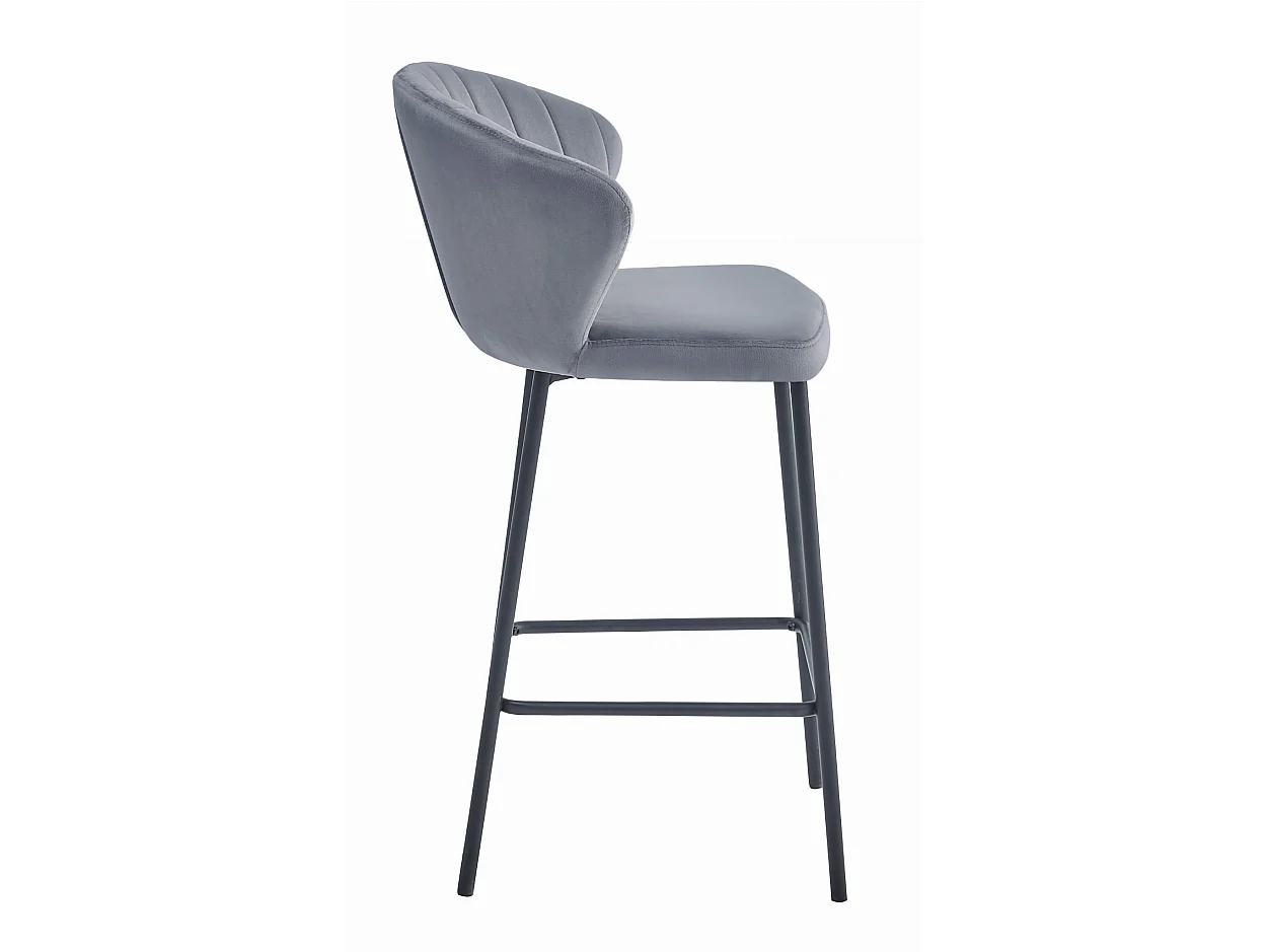 Tabouret GATTA - velours gris foncé / pieds noirs x 4