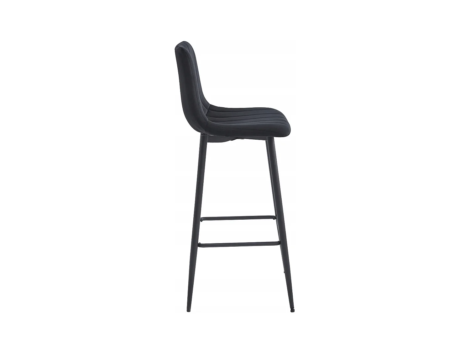 Tabouret POZZA - velours noir / pieds noirs x 3