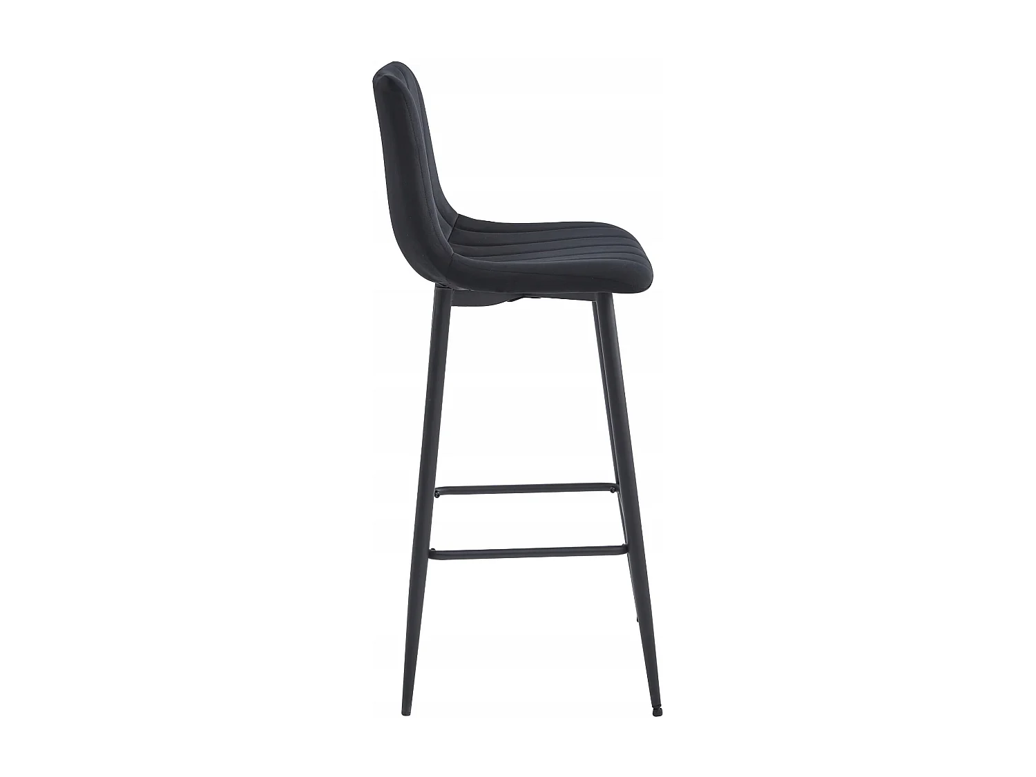 Tabouret POZZA - velours noir / pieds noirs x 3