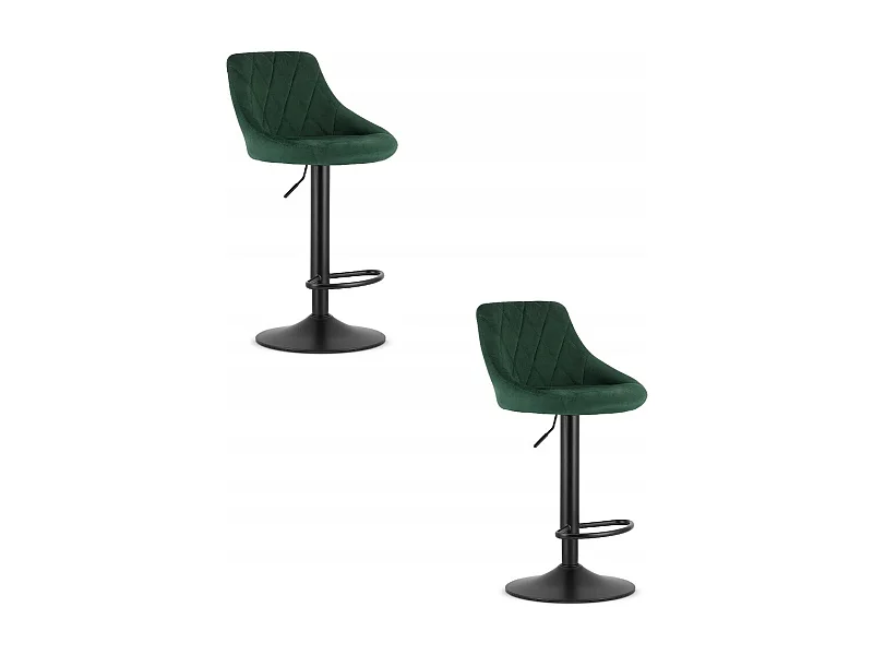 Tabouret KAST - velours vert / base noire x 2