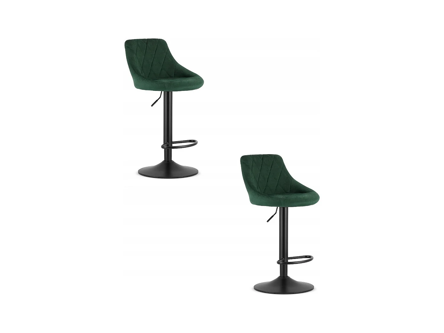 Tabouret KAST - velours vert / base noire x 2
