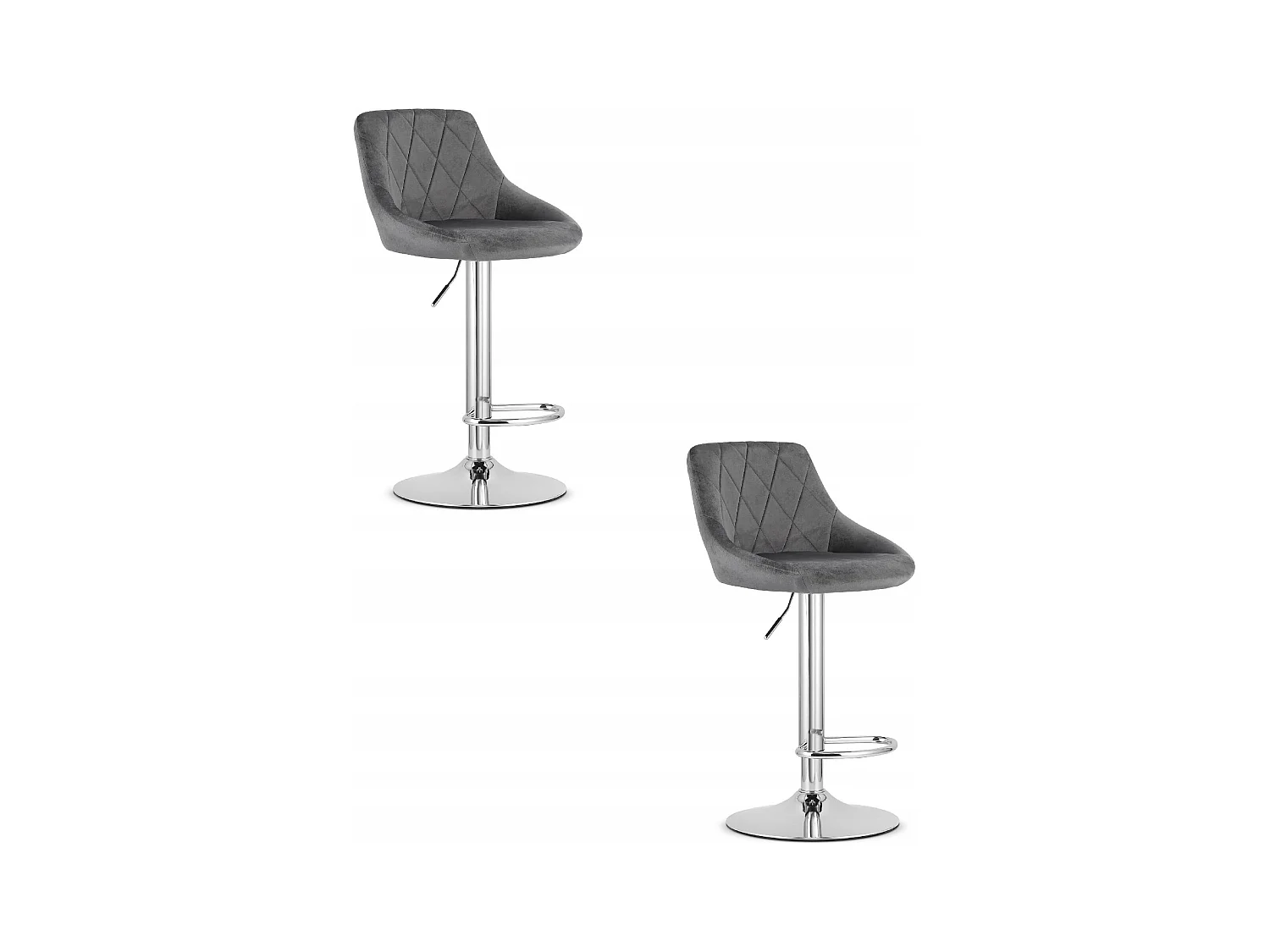 Tabouret KAST - velours gris / piètement chromé x 2