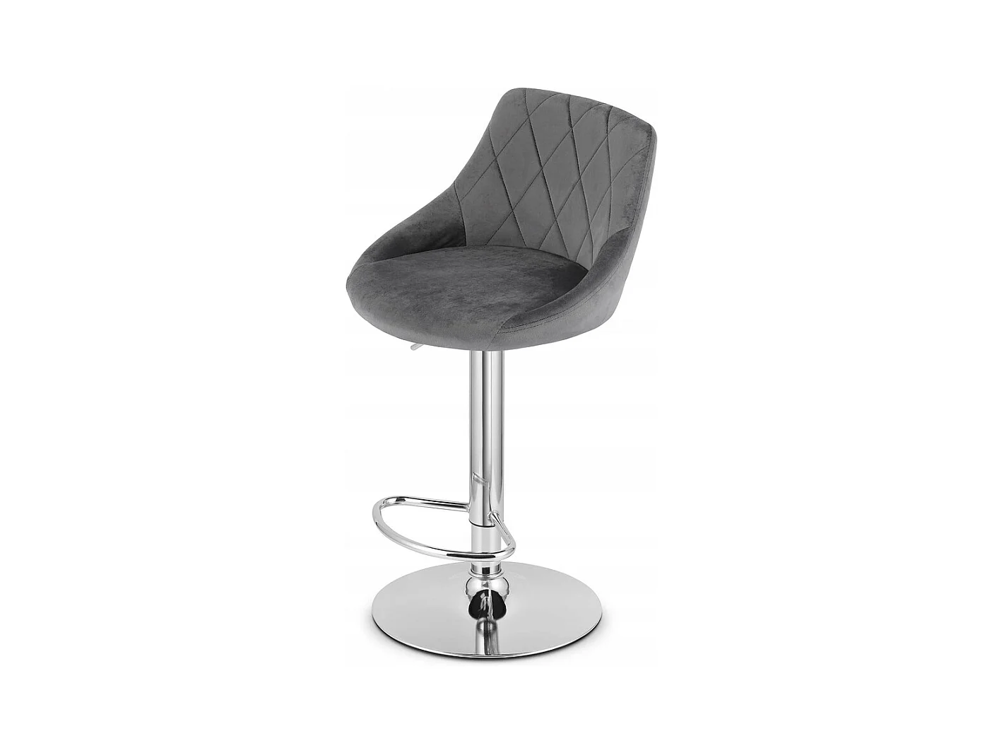 Tabouret KAST - velours gris / piètement chromé x 2