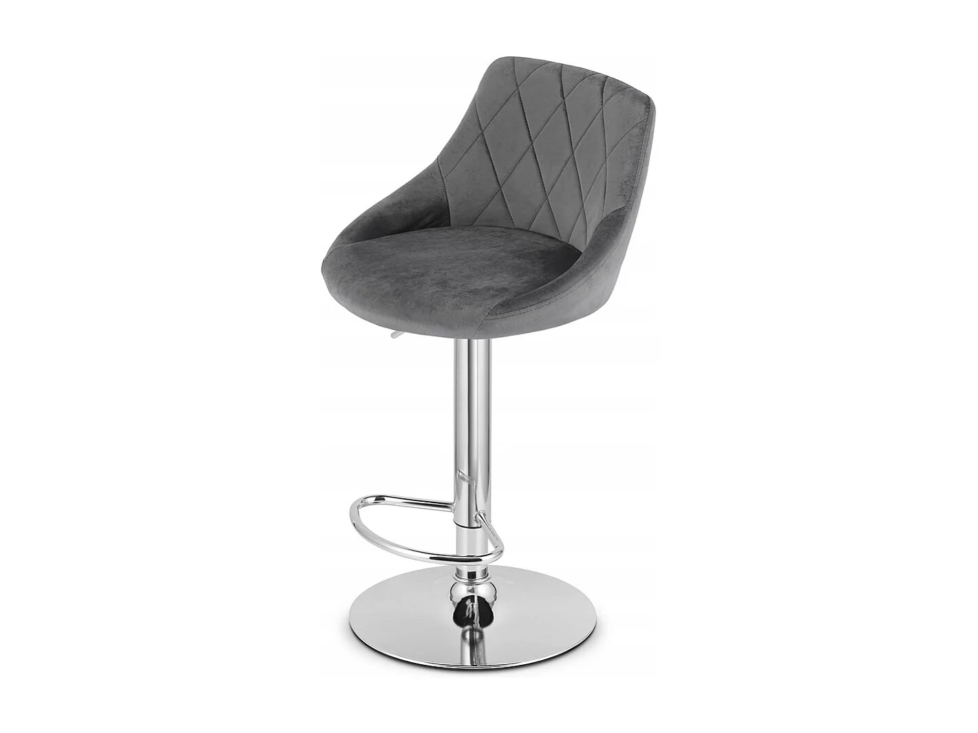Tabouret KAST - velours gris / piètement chromé x 2