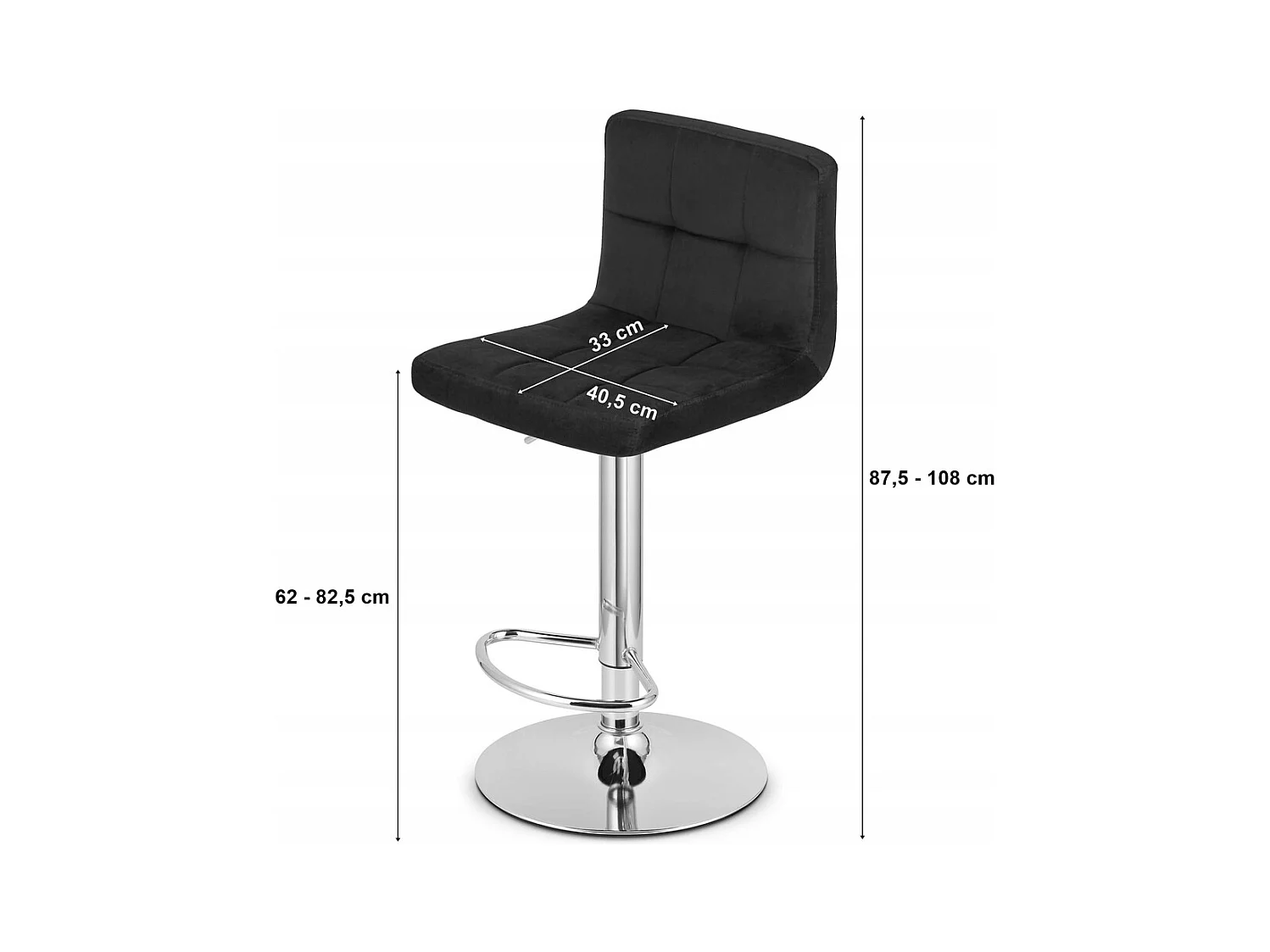 Tabouret PROT - velours noir / base noire x 2