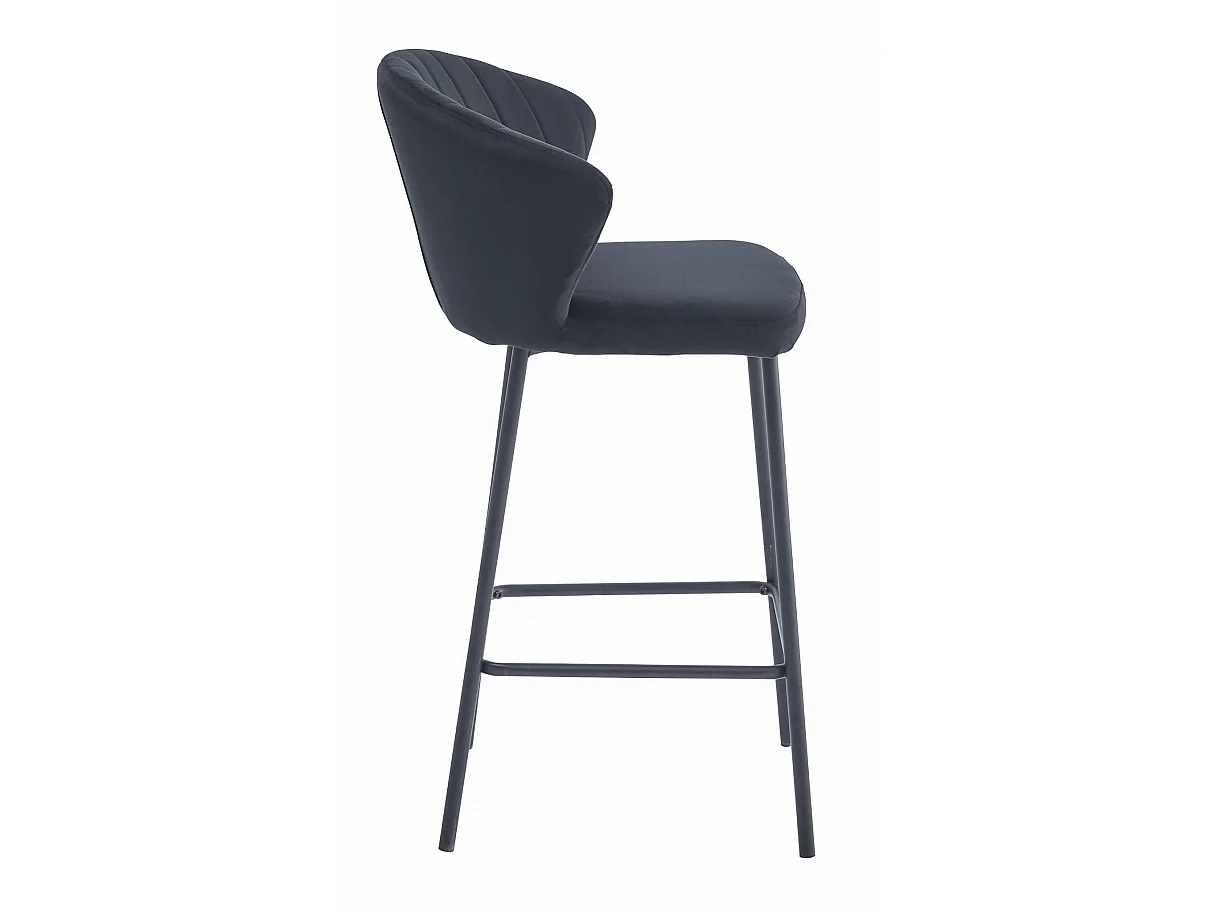 Tabouret GATTA - velours noir / pieds noirs x 4